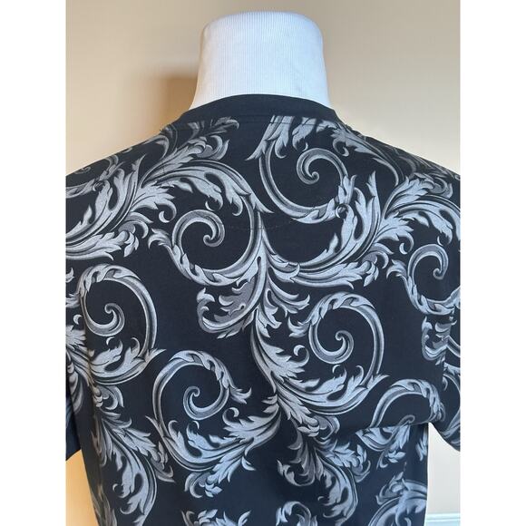 Versace Leafy Baroque Cotton Jersey T-Shirt Black/Gray 3XL 1019460 NWT $625 - Picture 6 of 14